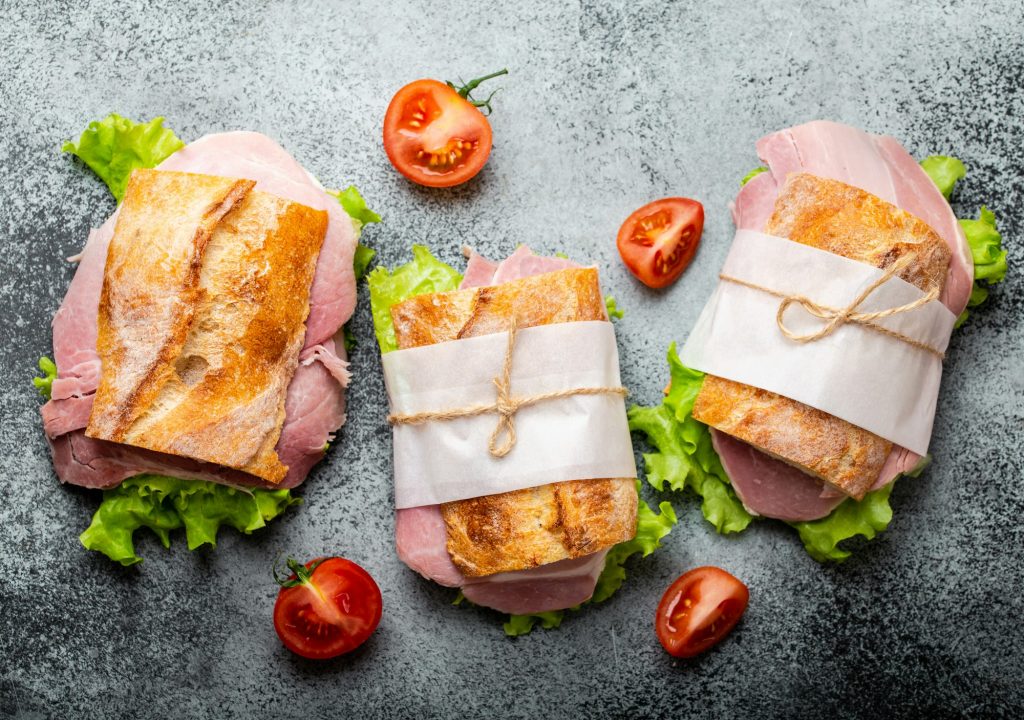 Fresh ciabatta sandwiches for lunch